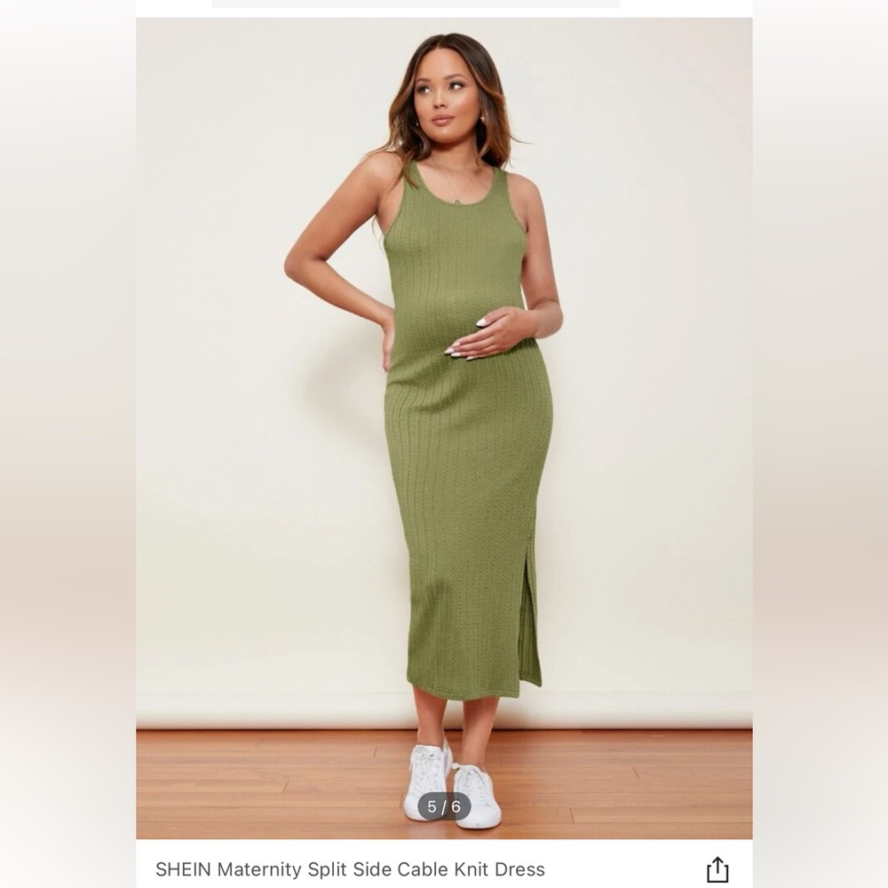 SHEIN Maternity Split Side Cable Knit Dress